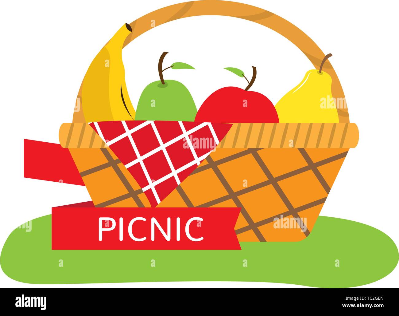 Isolated picnic basket with fruits inside - Vector Stock Vector Image ...