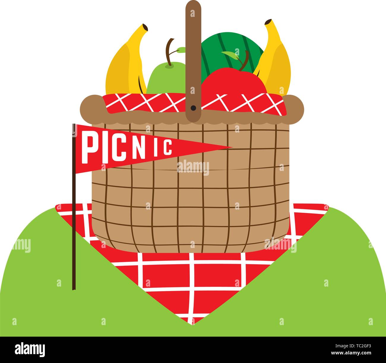 Isolated picnic basket with fruits inside - Vector Stock Vector Image ...