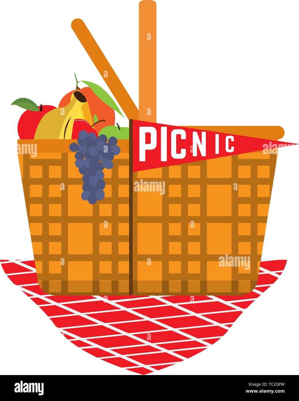 Isolated picnic basket with fruits inside - Vector Stock Vector Image ...