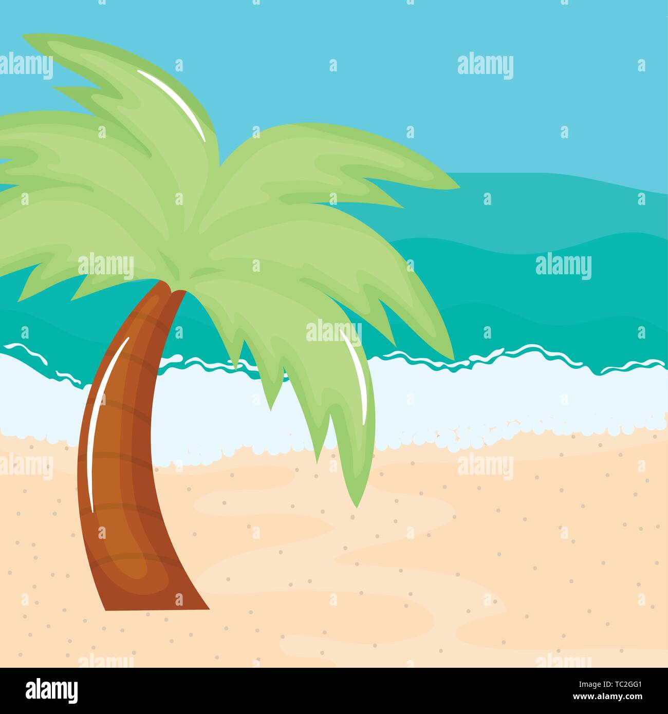 beach seascape with trees palms summer scene vector illustration design ...