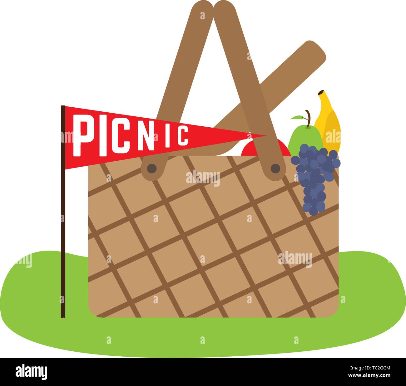 Isolated picnic basket with fruits inside Vector Stock Vector Image