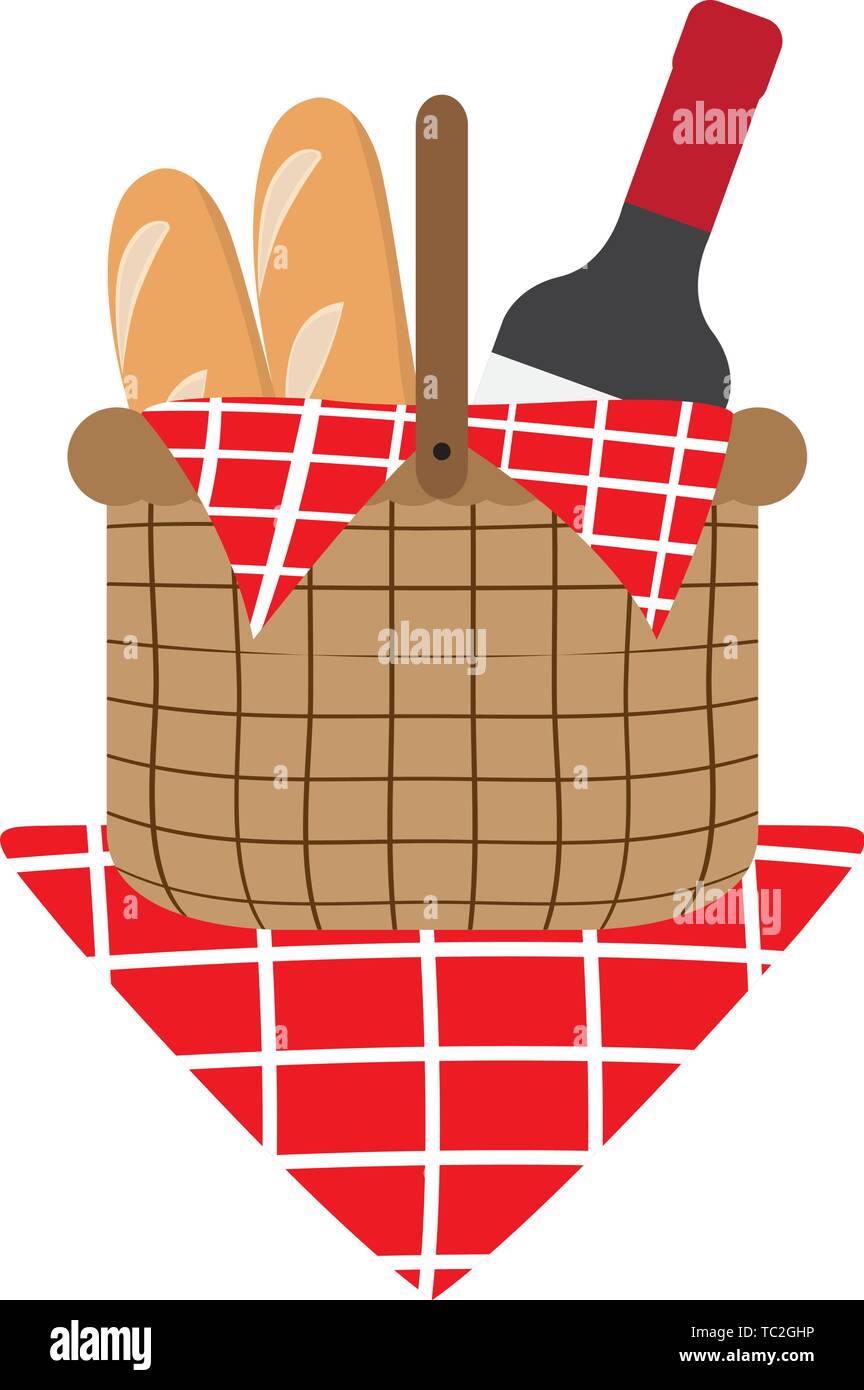 Picnic basket and wine Stock Vector Images - Alamy