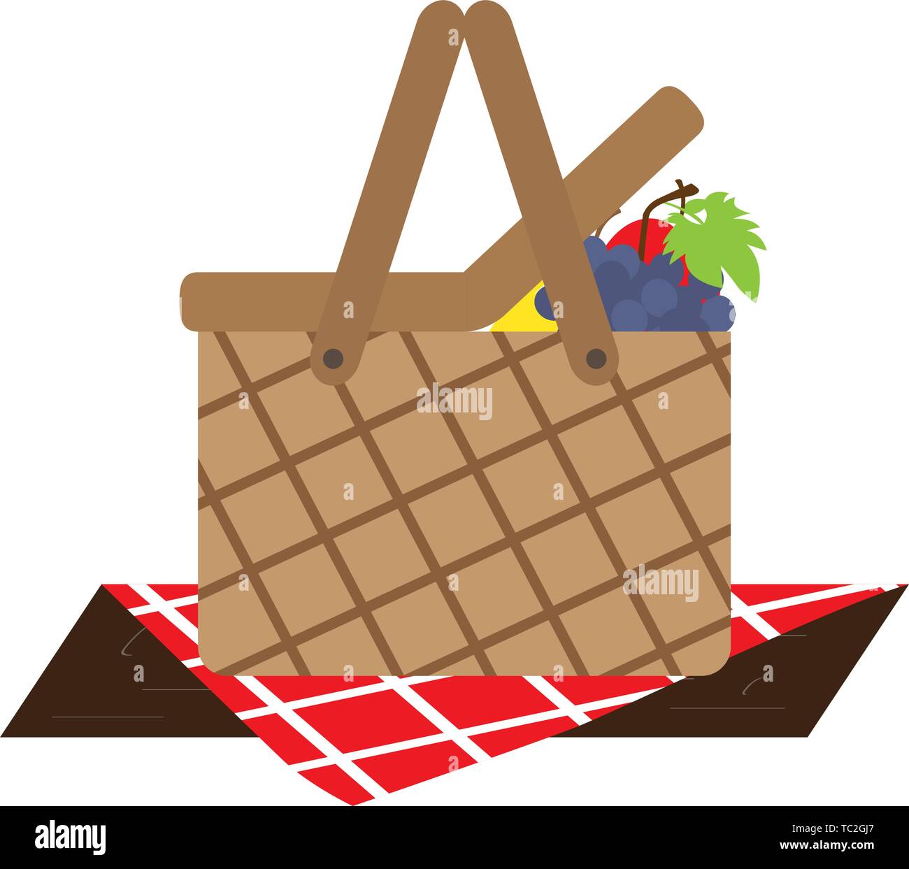 Isolated picnic basket with fruits inside - Vector Stock Vector Image ...
