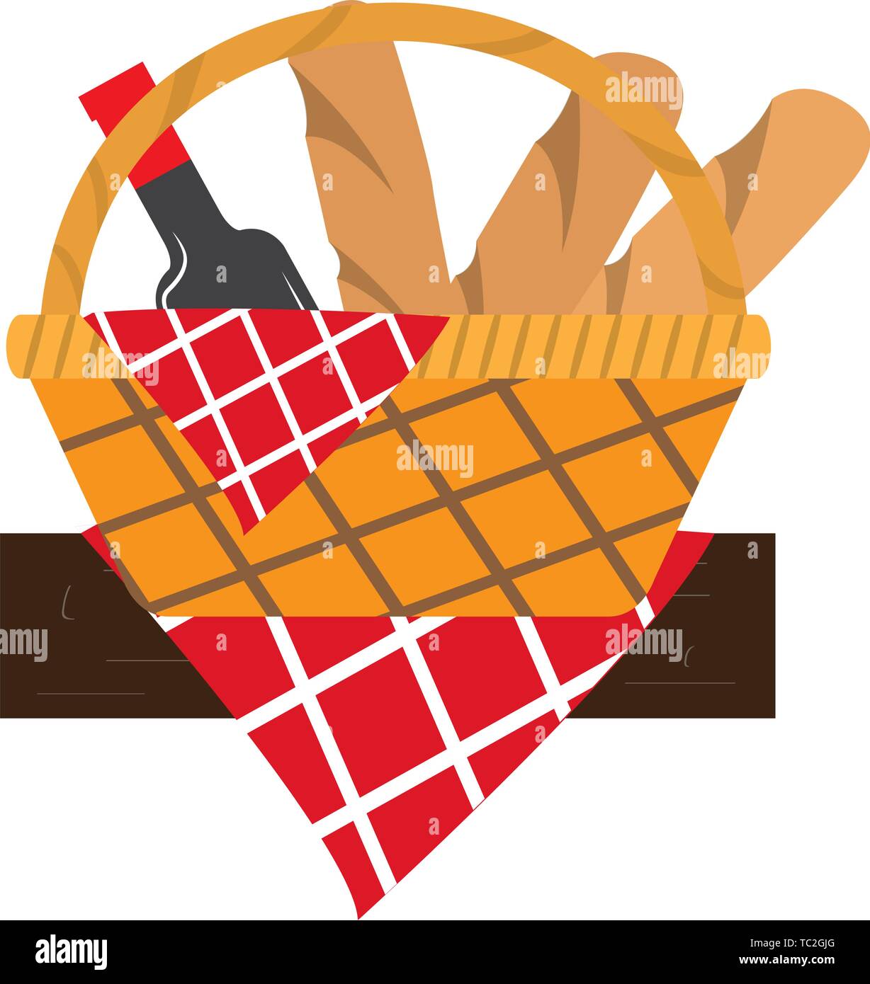 Picnic basket with bread and wine - Vector Stock Vector Image & Art - Alamy