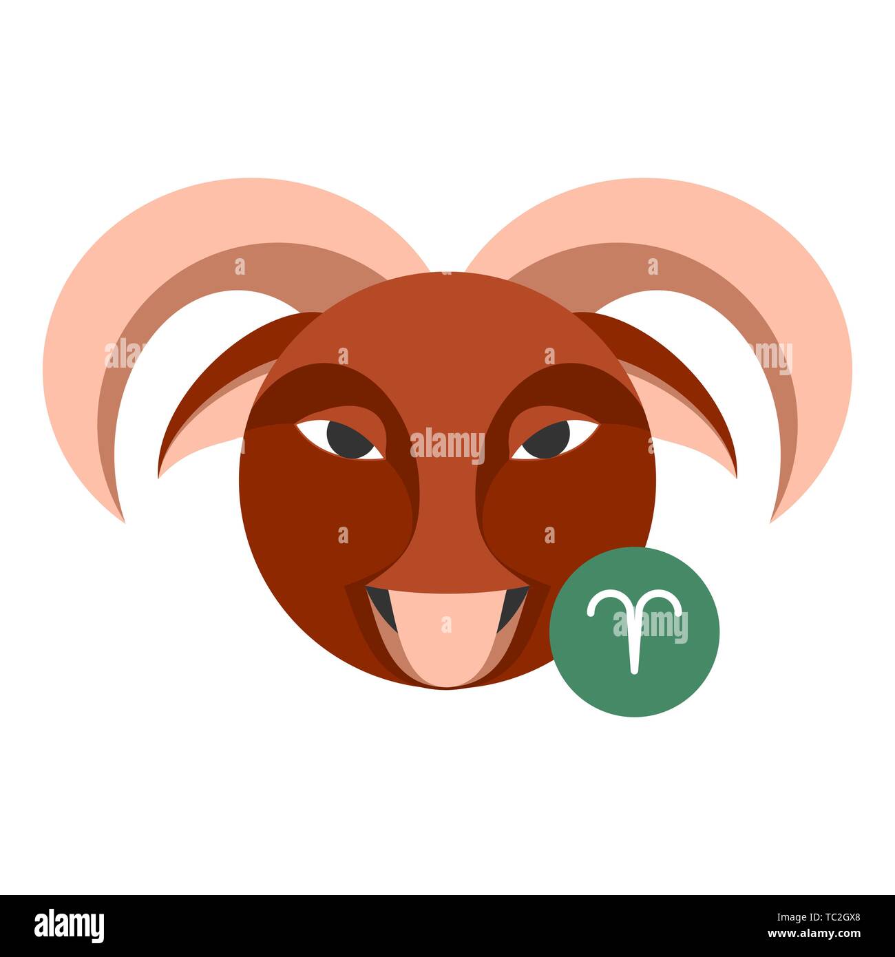 Aries astrology sign isolated on white. Horoscope symbol represented as ram horns. Zodiac constellations astrological mythology icon vector design ill Stock Vector