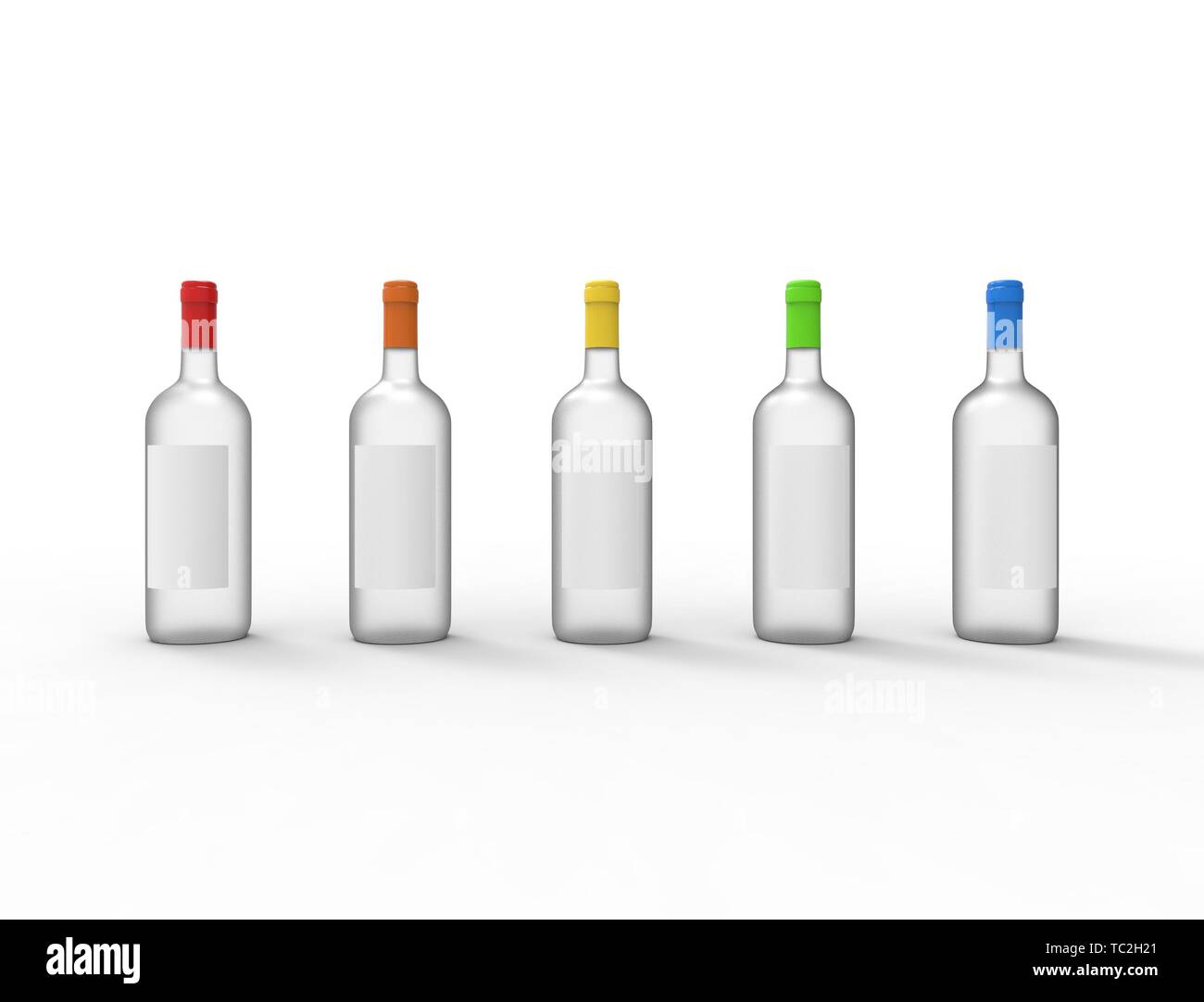 3D rendering of a glass bottle isolated on white background. Stock Photo