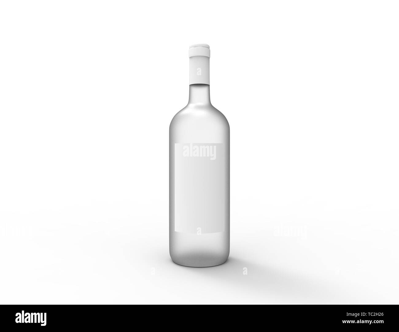 3D rendering of a glass bottle isolated on white background. Stock Photo