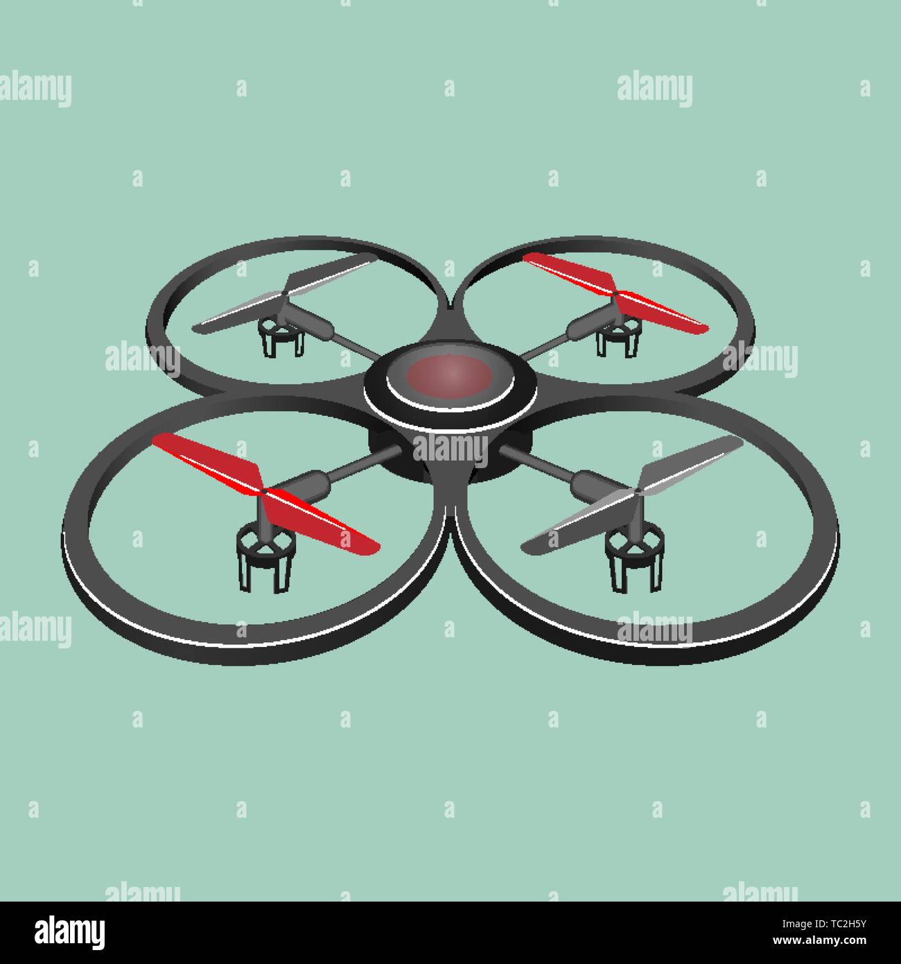 Quadrocopter isolated on light green background Stock Vector