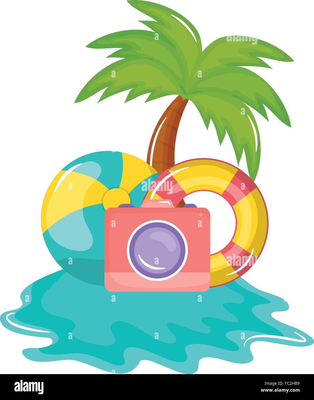 camera photographic with balloon and float vector illustration design ...