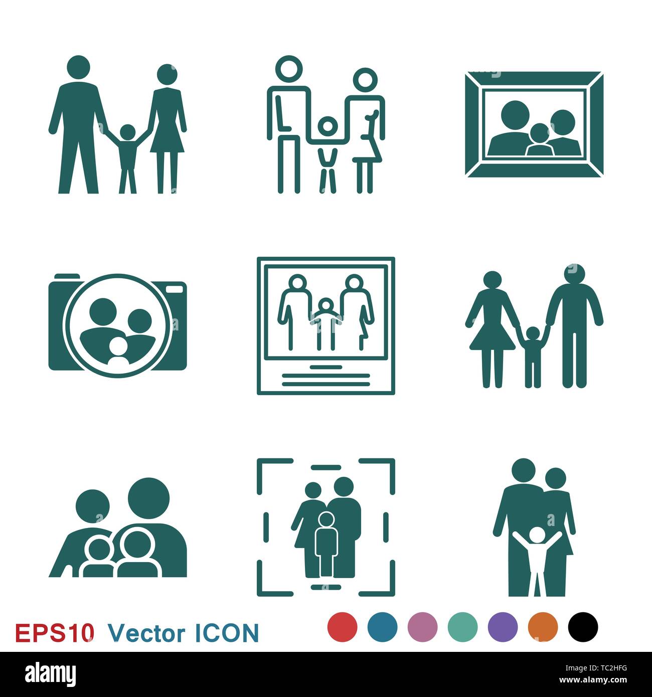 Family icon in flat style. logo, illustration, vector sign symbol for ...
