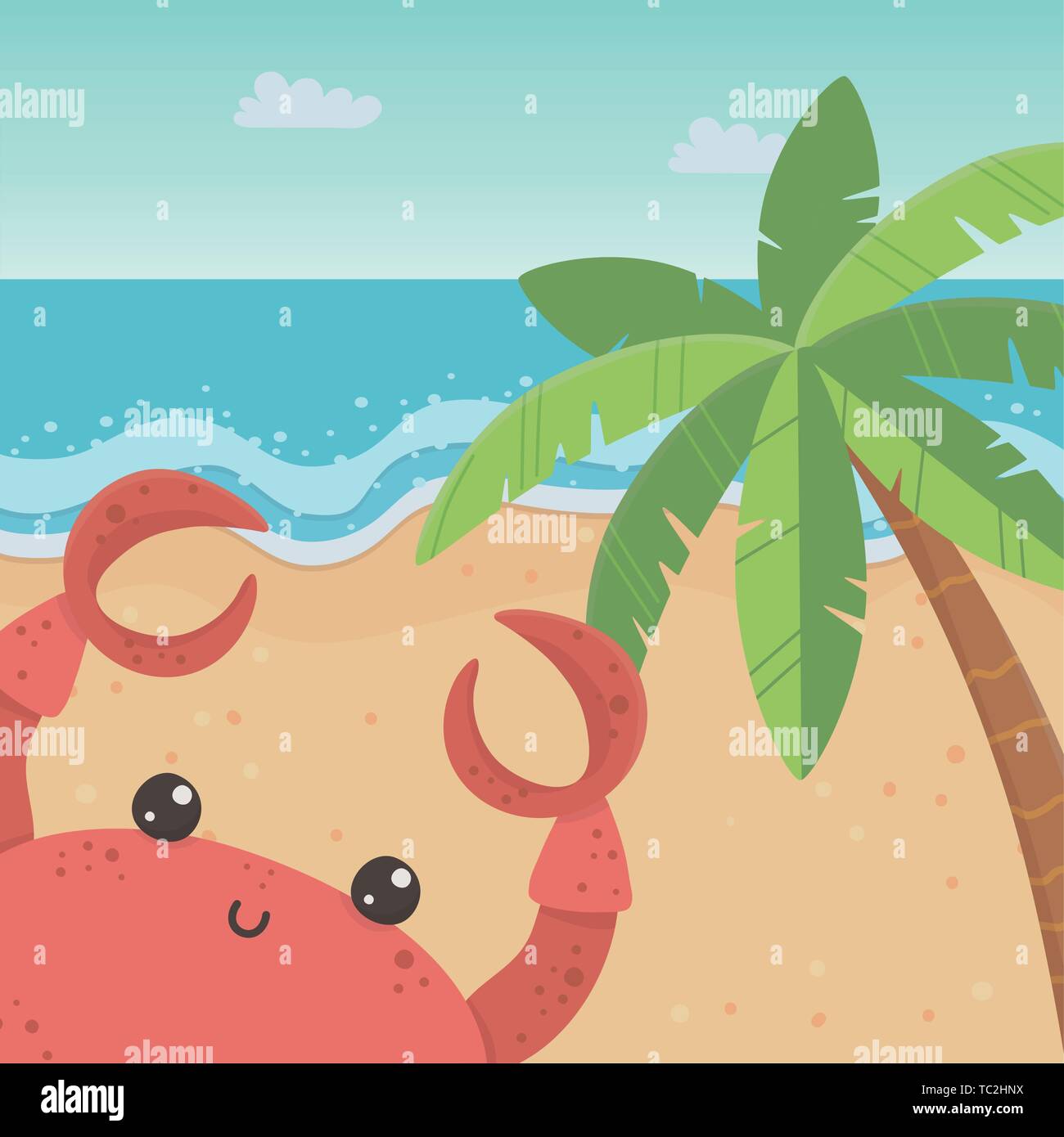 Crab cartoon design, Ocean nature beach underwater and aquarium theme