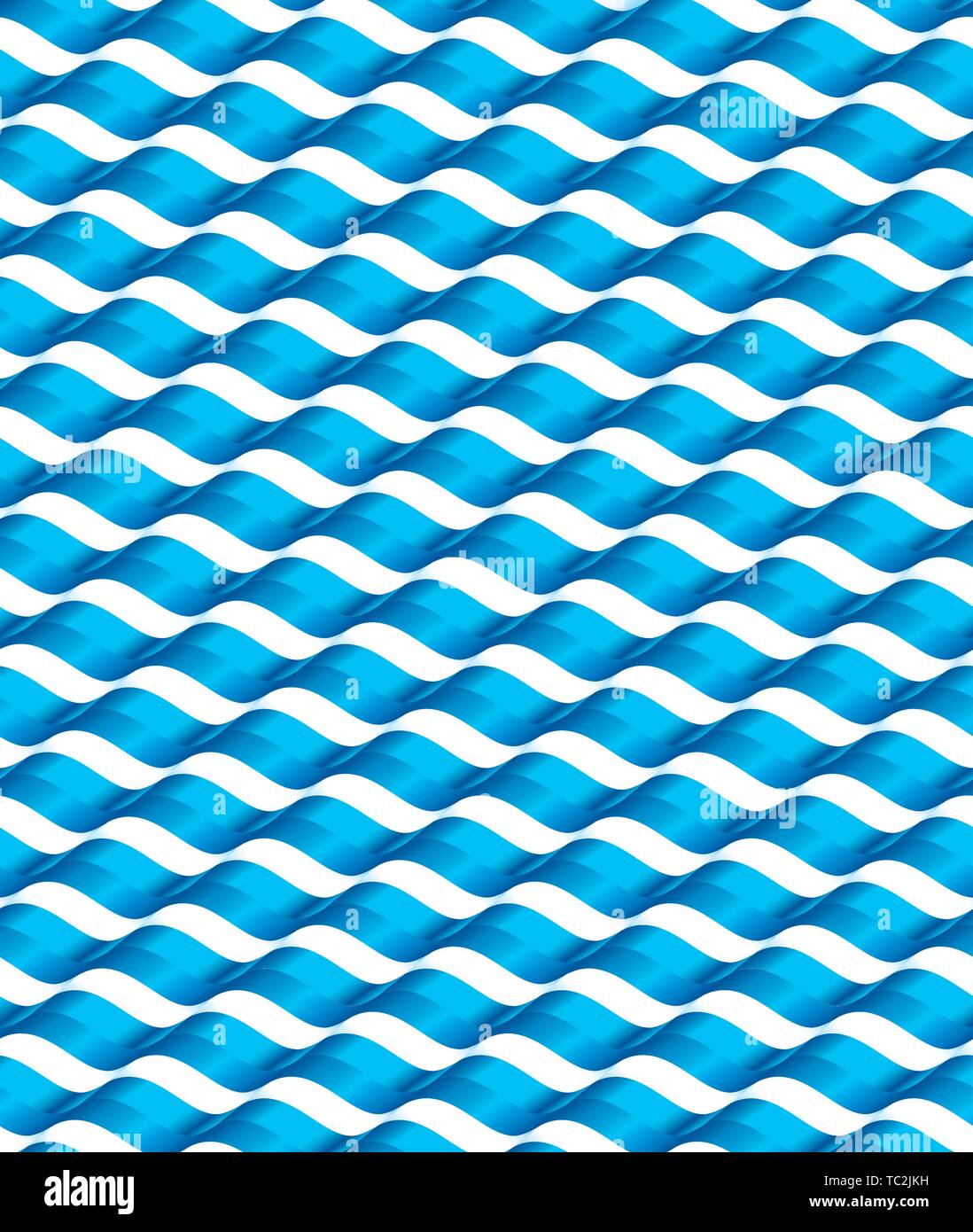 Vector illustration. Seamless wave texture in blue tones and white. Stock Vector