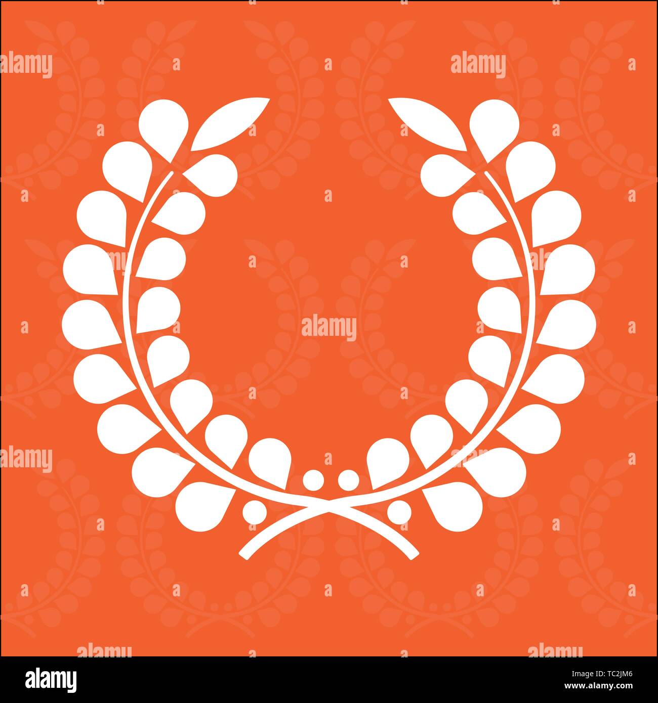 Vector Illustration Simple Laurel Wreath With Seamless Orange