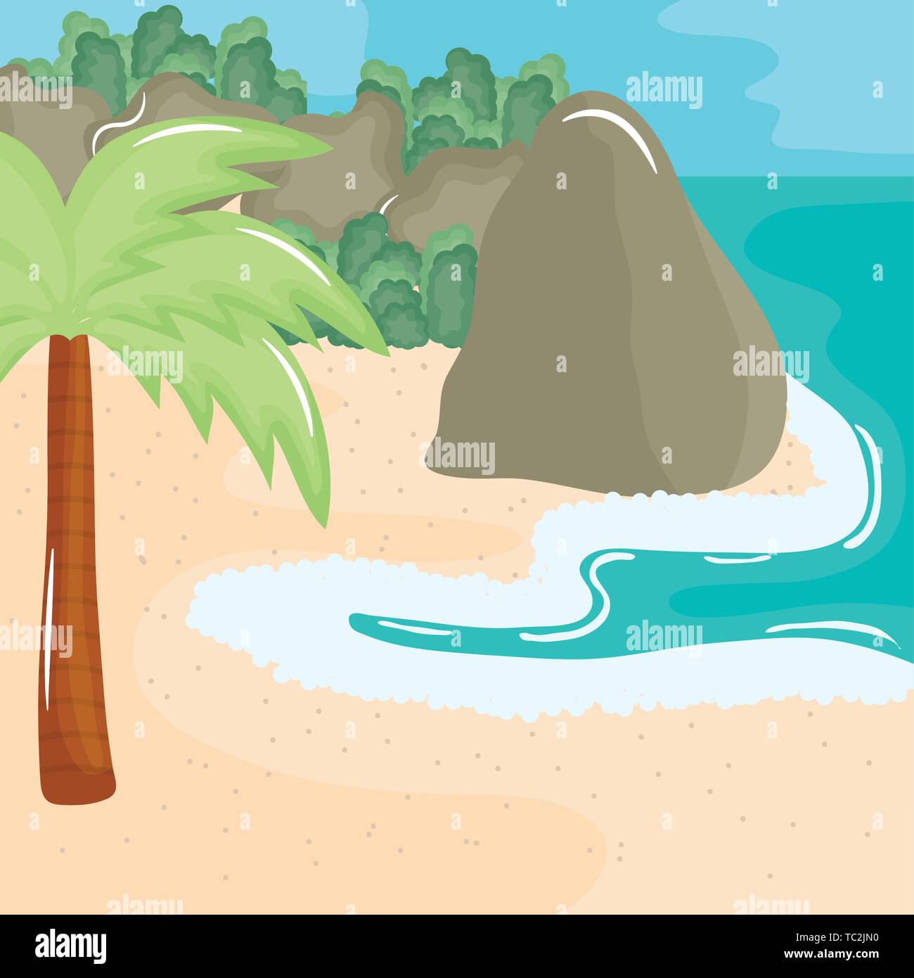 beach seascape with trees palms summer scene vector illustration design ...