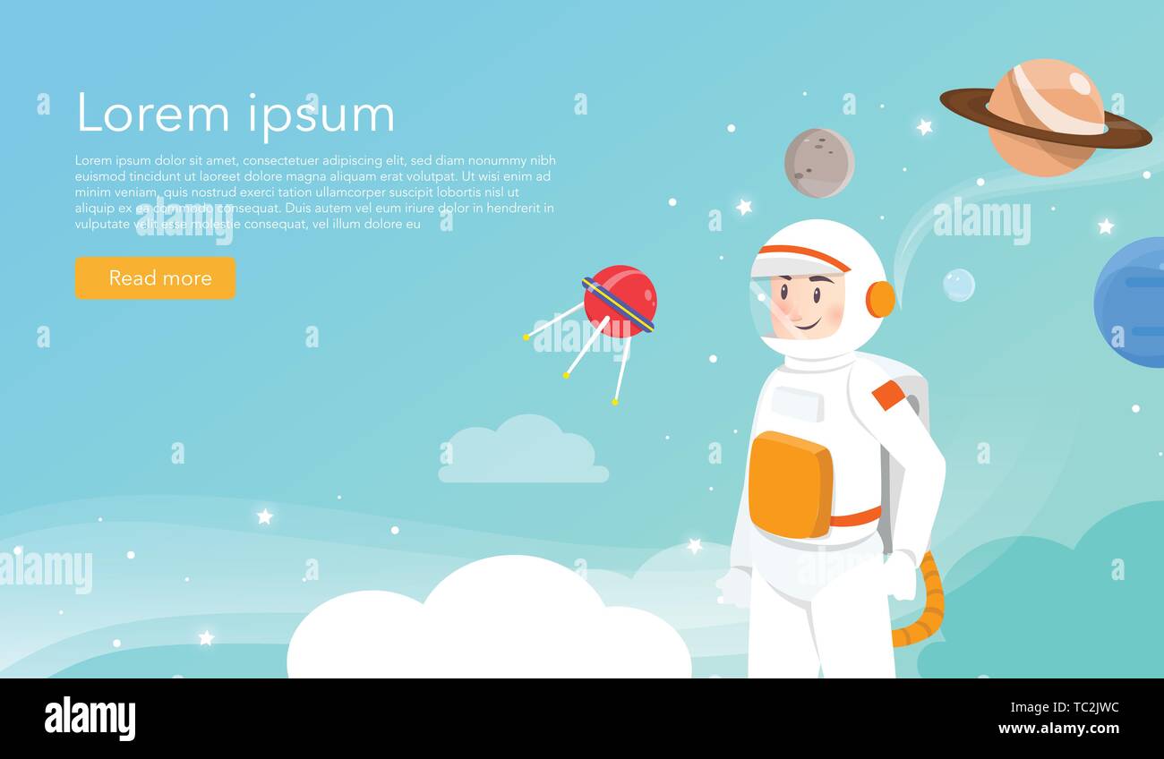 Astronaut with planets on galaxy illustration design Stock Vector