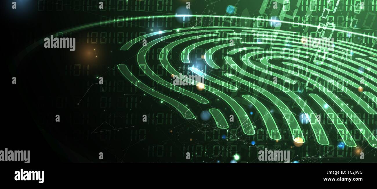 Abstract fingerprint technology business background. Circuit security ...