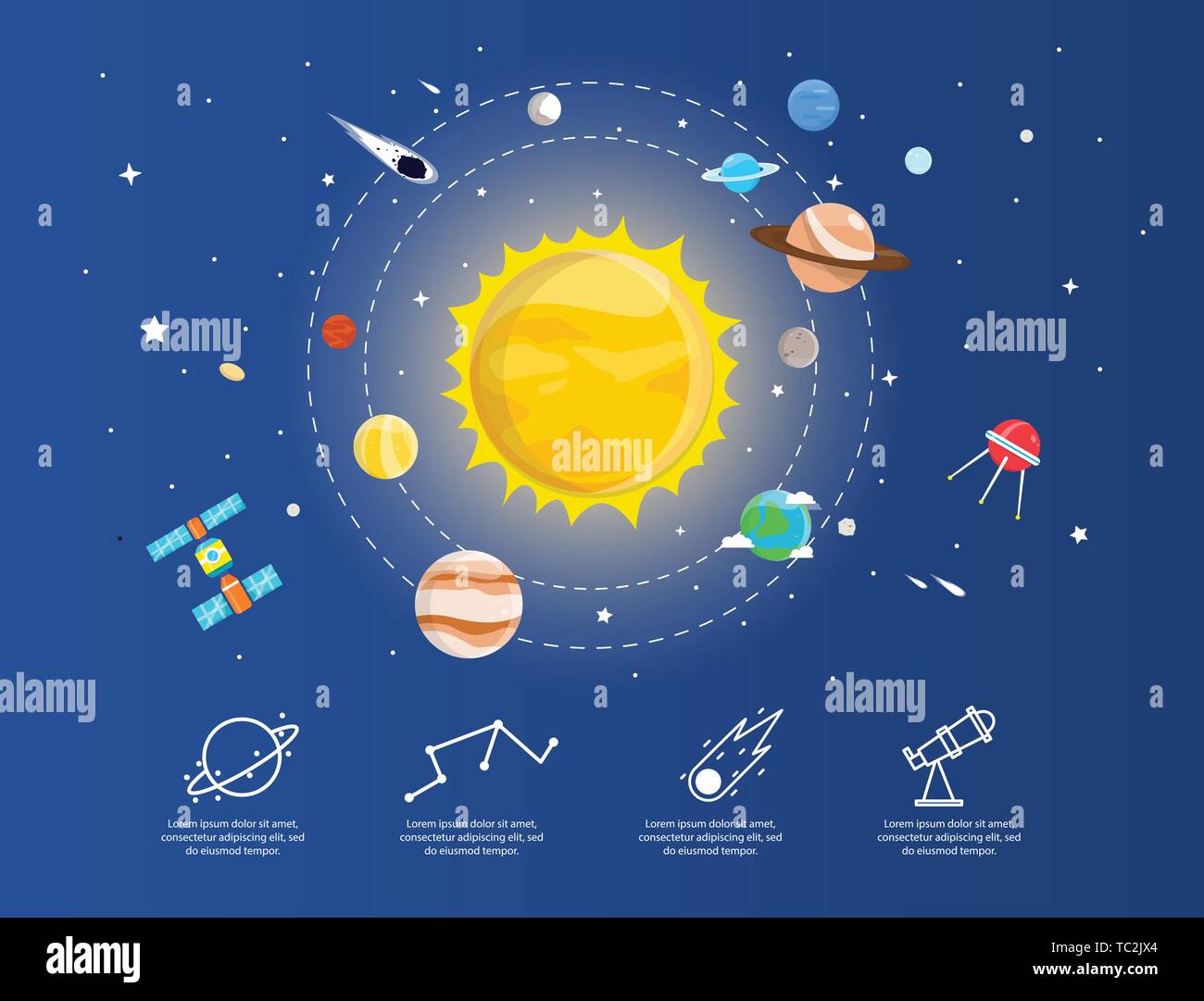 Solar system with planets in galaxy illustration design Stock Vector ...