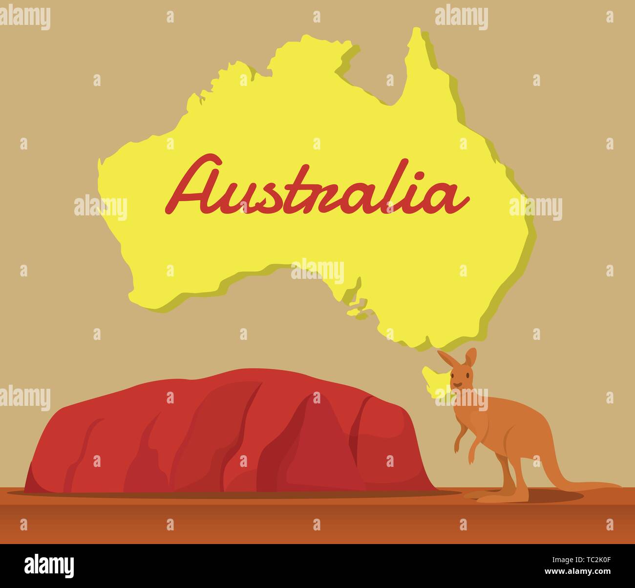 Kangaroo with Australia map for traveling Stock Vector