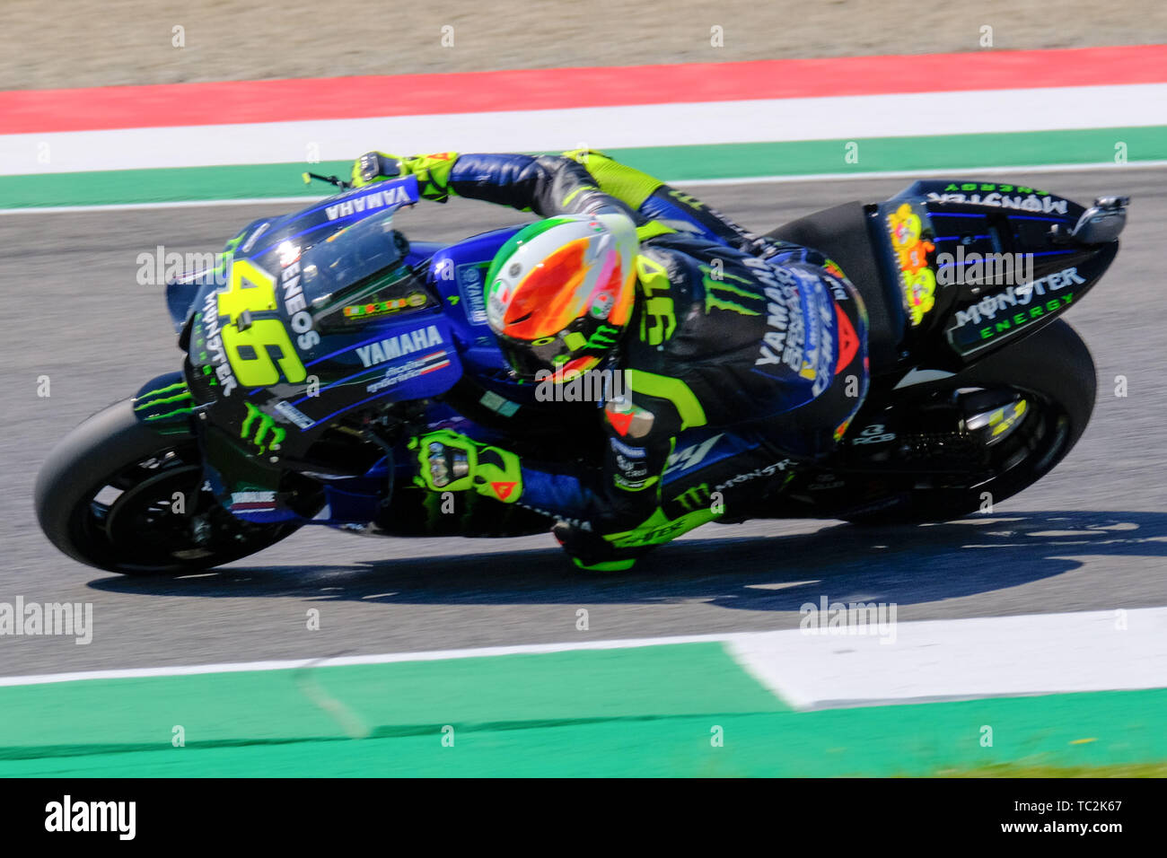 SCARPERIA,FIRENZE ITALY JUNE 1 2019 Valentino Rossi of Italy and Monster  Energy Yamaha MotoGP in