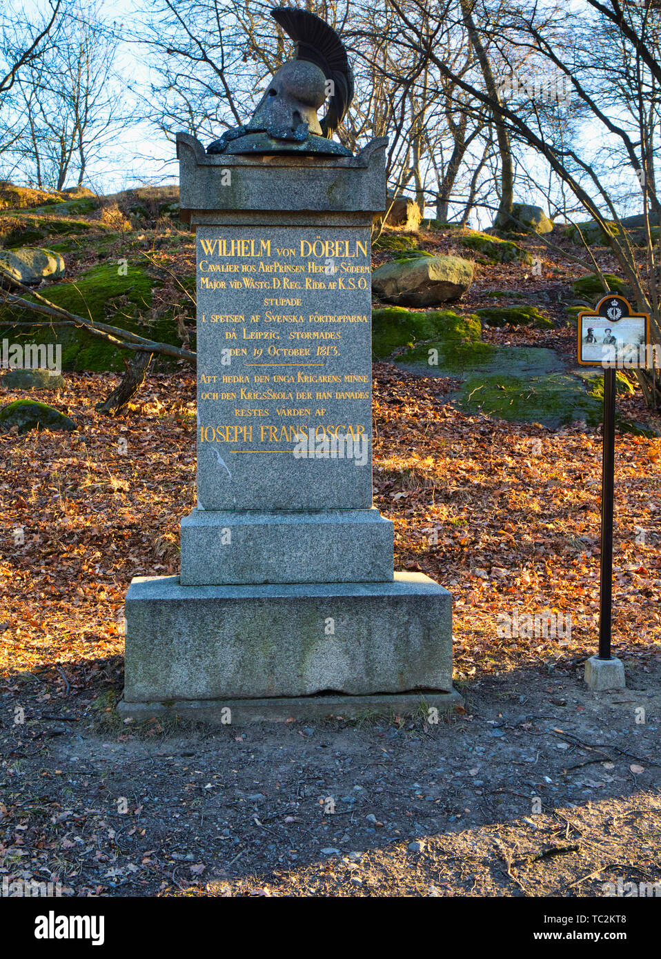 Memorial to soldier Wilhelm Von Dobeln, Karlberg Castle Park,Solna, Stockholm, Sweden, Scandinavia Stock Photo