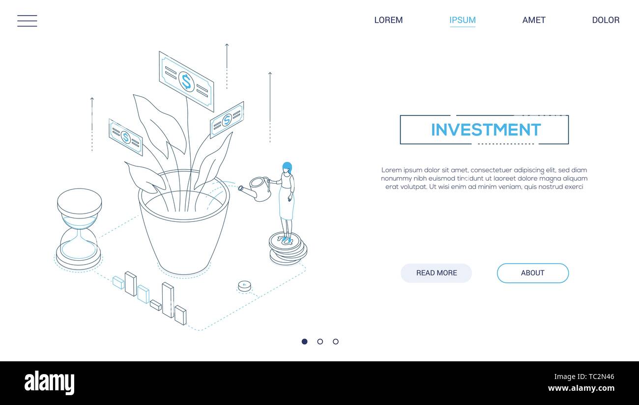 Investment - line design style isometric web banner Stock Vector Image ...