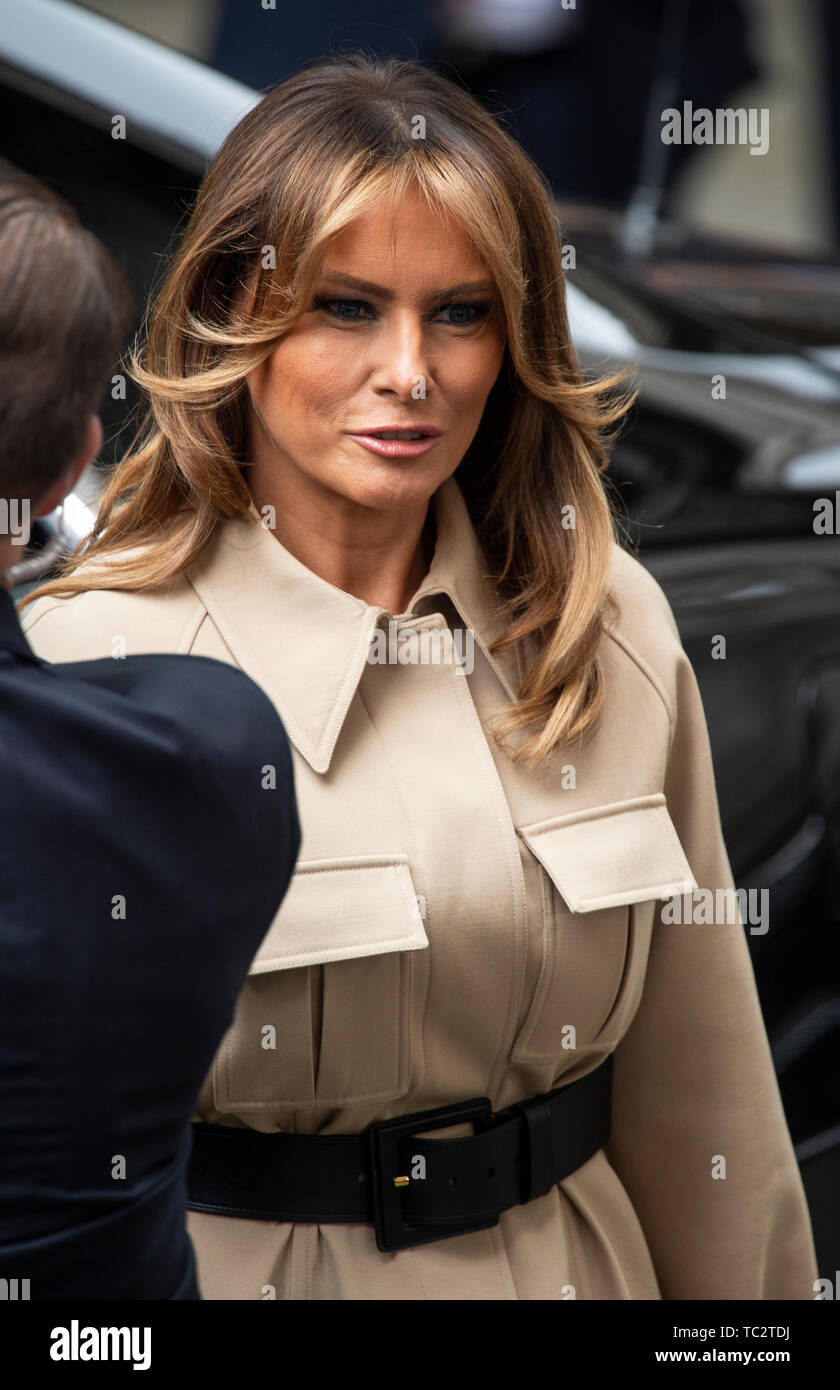 LONDON, ENGLAND - JUNE 04 2019: First Lady Melania Trump at 10 Downing street for a meeting on the second day of the U.S. President and First Lady's three-day State visit. Gary Mitchell/Alamy Live News Stock Photo