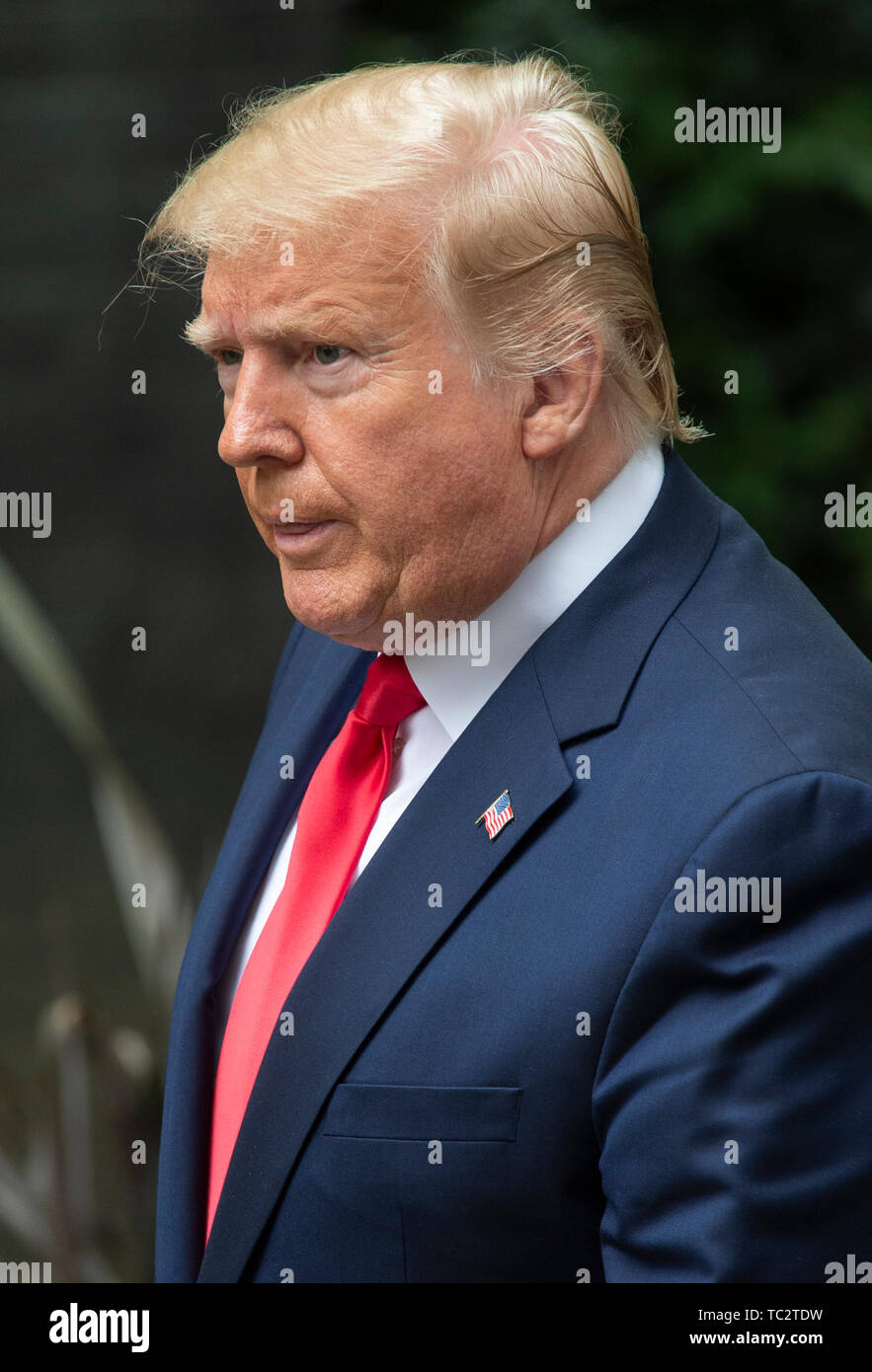 LONDON, ENGLAND - JUNE 04 2019:  US President Donald Trump at 10 Downing street for a meeting on the second day of the U.S. President and First Lady's three-day State visit. Gary Mitchell/Alamy Live News Stock Photo