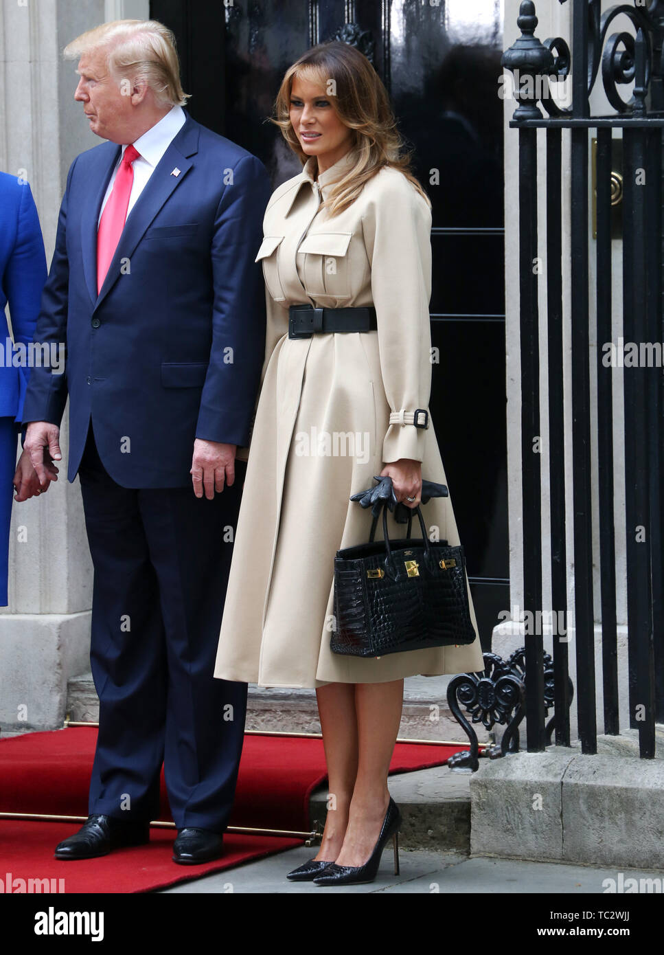 London, UK. 04th June, 2019. US President Donald Trump and his wife Melania Trump meet with UK Prime Minister Theresa May and her husband PhillipMay (not pictured) as they visit number 10 Downing Street as part of Donald Trump official state visit to the UK. Credit: SOPA Images Limited/Alamy Live News Stock Photo