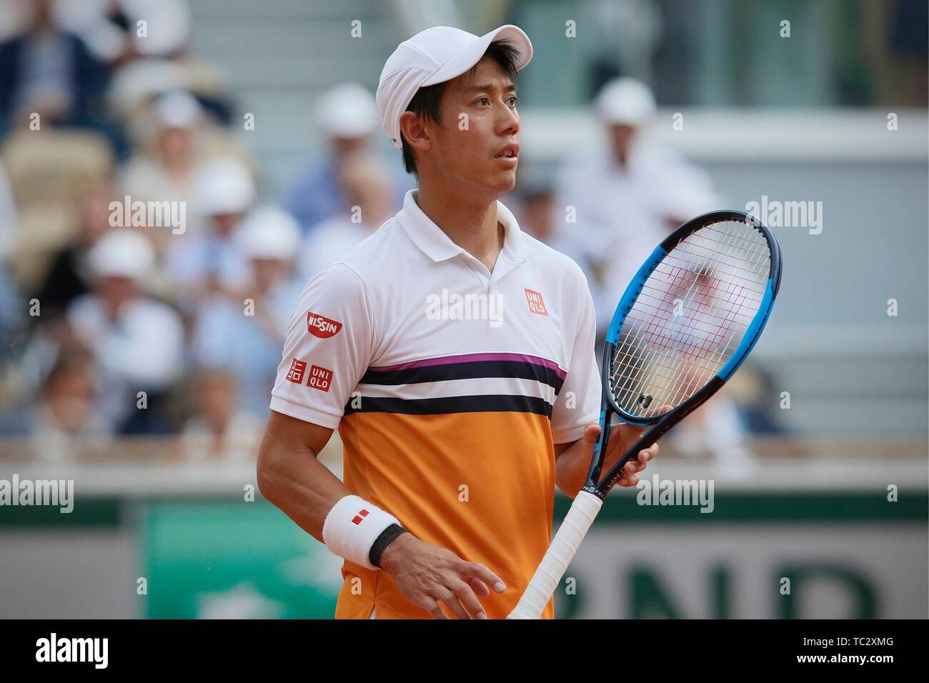 Kei Nishikori, Roland Garros 2019, Quarterfinals, 644/cordon Credit: CORDON  PRESS/Alamy Live News Stock Photo - Alamy