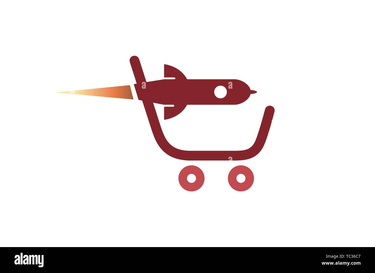 creative shopping cart rocket logo vector Stock Vector