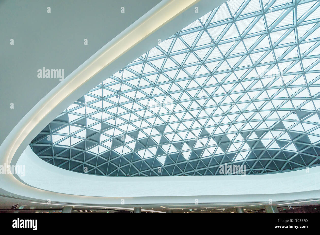 Abstract Ceiling In Modern Shopping Mall Stock Photo