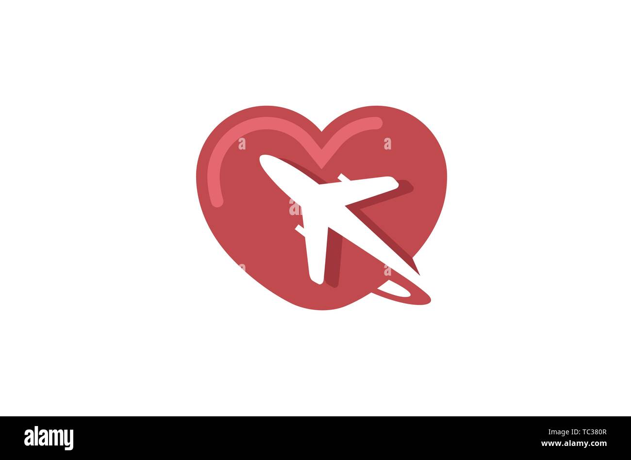 Creative airplane heart logo Vector symbol  Illustration Stock Vector