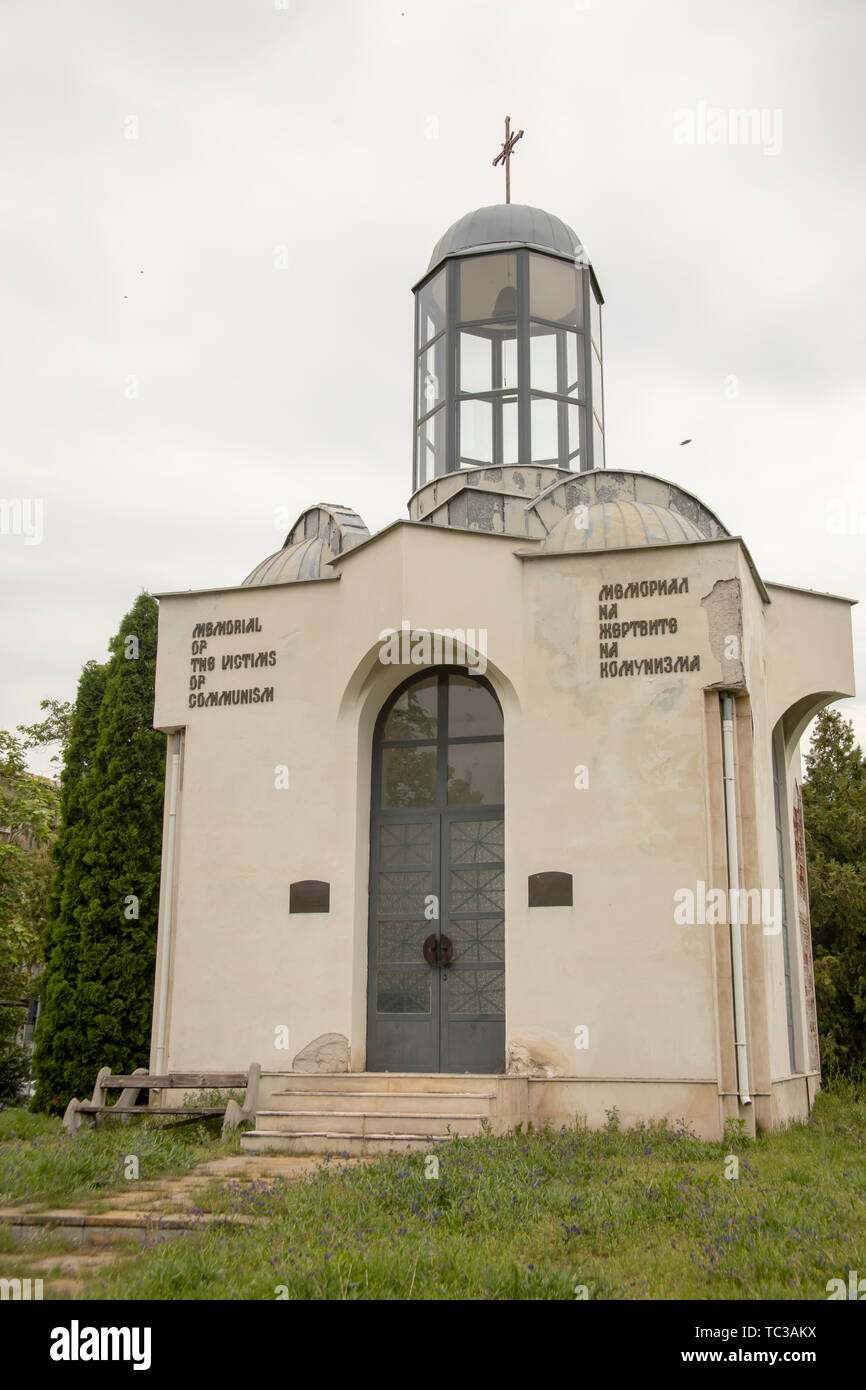 Vidin, Bulgaria - May 27, 2019 :  Exterior of the Memorial of the Victims of Communism in decay along Danube River waterfront in Vidin, Bulgaria. Stock Photo