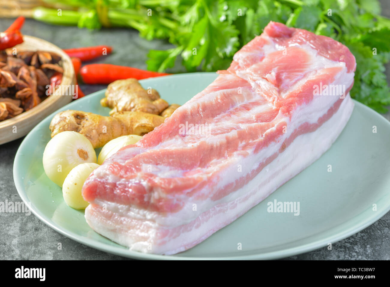 Fiveflower pork ingredients highdefinition big picture Stock Photo