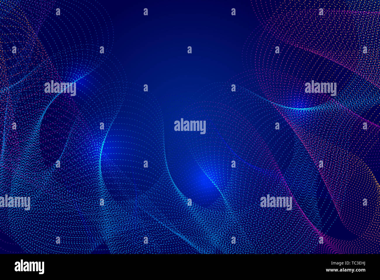 Abstract background composed of colored wave points and dynamic particles Stock Photo