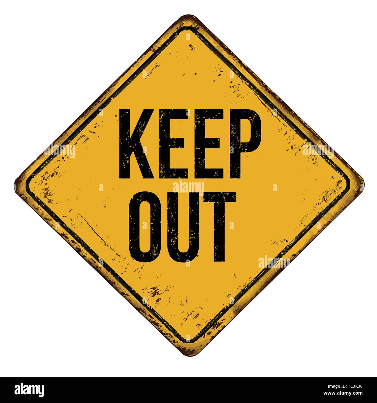 Keep out vintage rusty metal sign on a white background, vector illustration Stock Vector Image