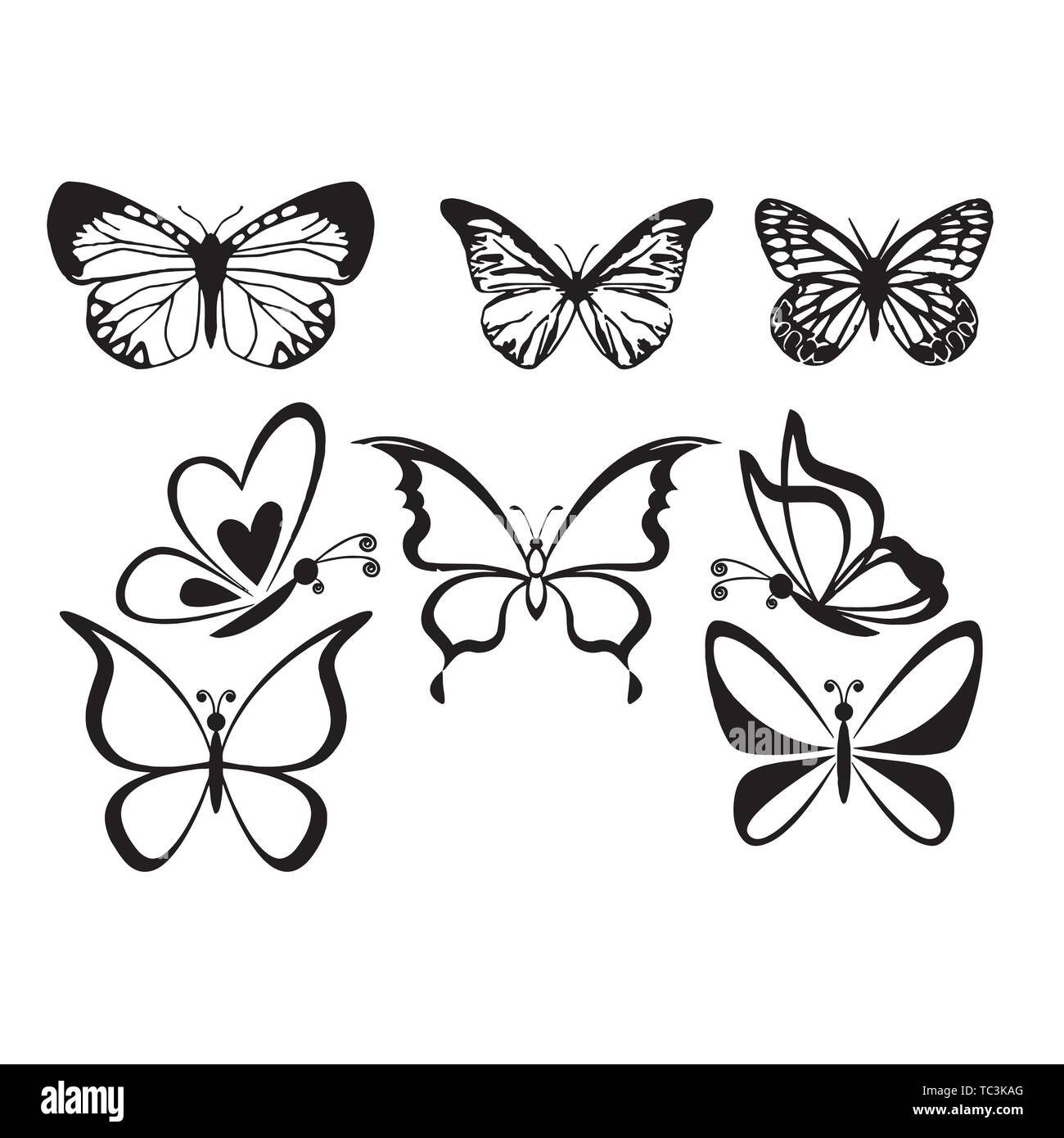 insect butterfly outline vector. nature coloring book insect ...