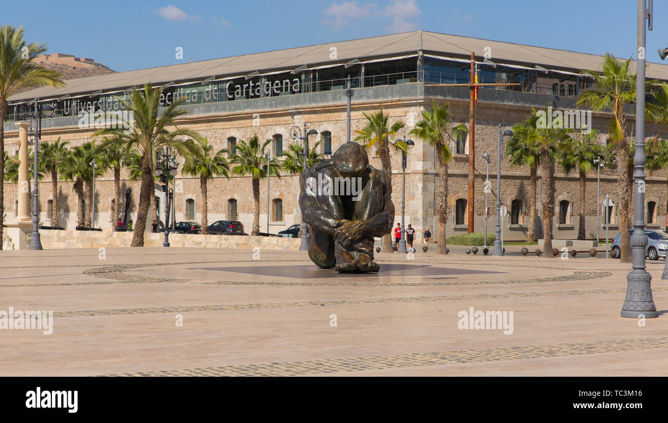 Cartagena Spain statue To Victims of Terrorism in busy Spanish port city Stock Photo