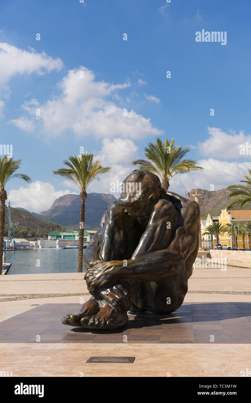 Cartagena Spain statue To Victims of Terrorism in busy Spanish port