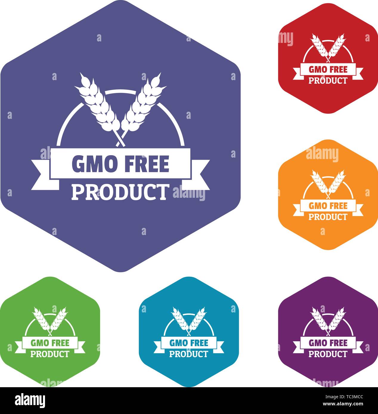 Gmo free bakery icons vector hexahedron Stock Vector