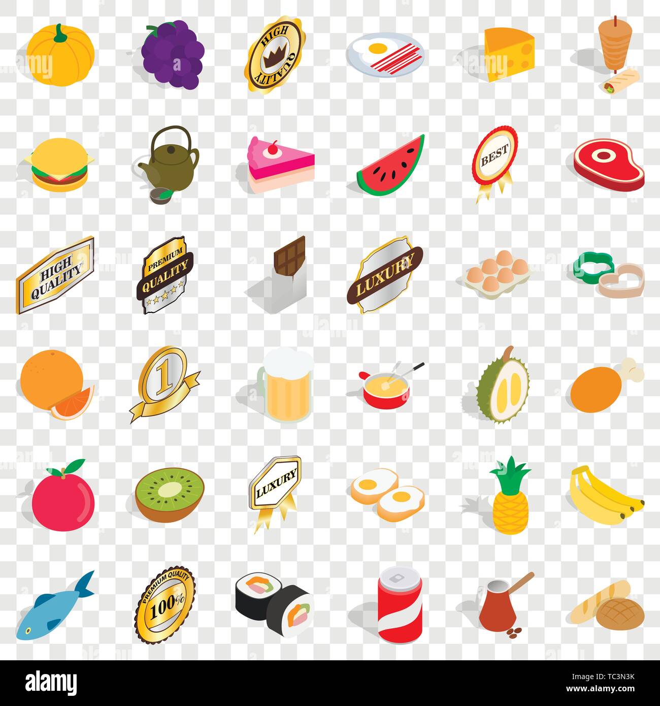 Premium icons set, isometric style Stock Vector