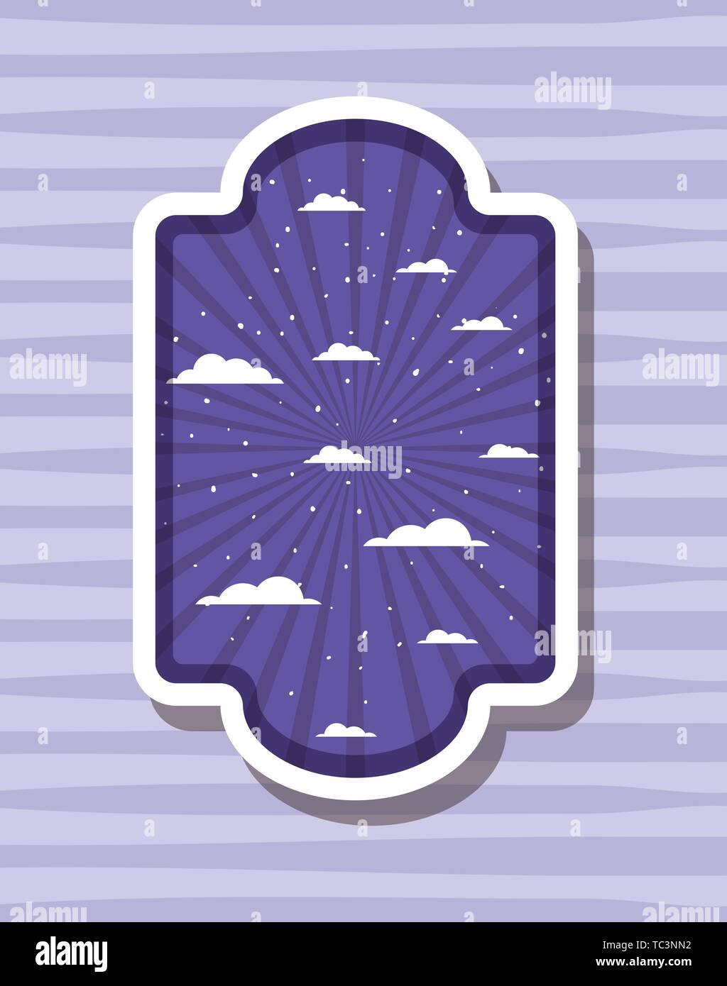 Striped and clouds design inside label vector illustration Stock Vector ...