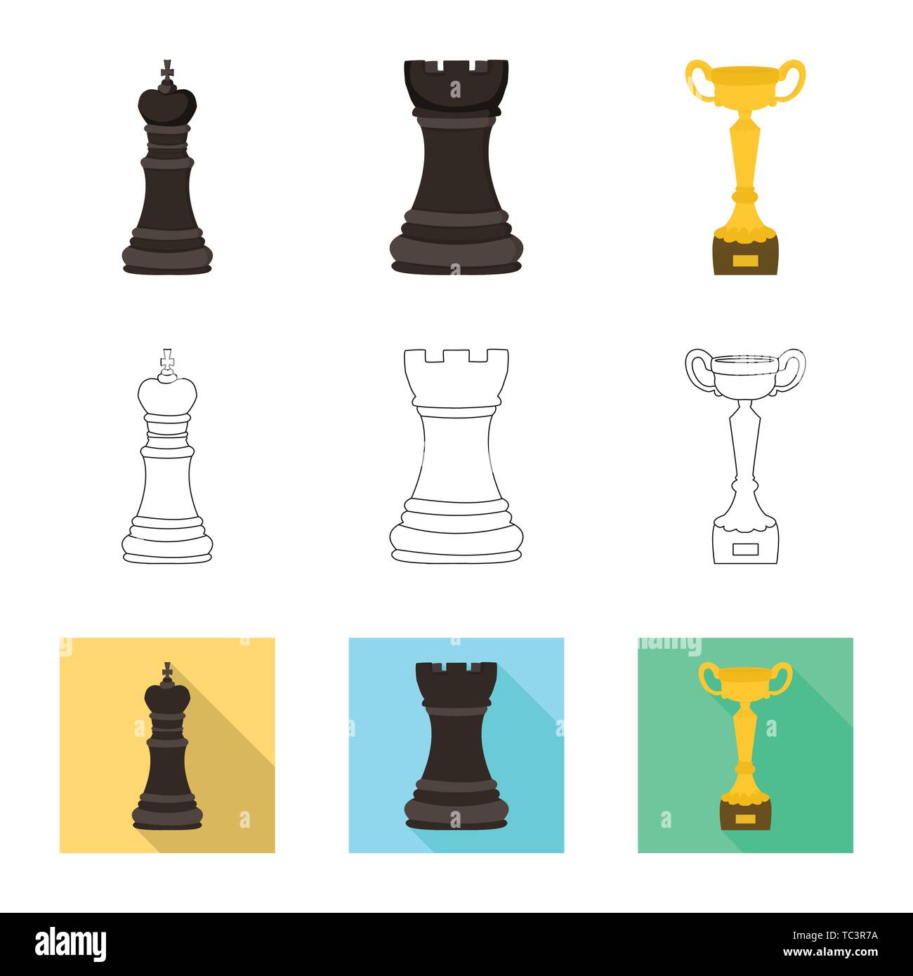 Vector illustration of checkmate and thin sign. Set of checkmate and ...