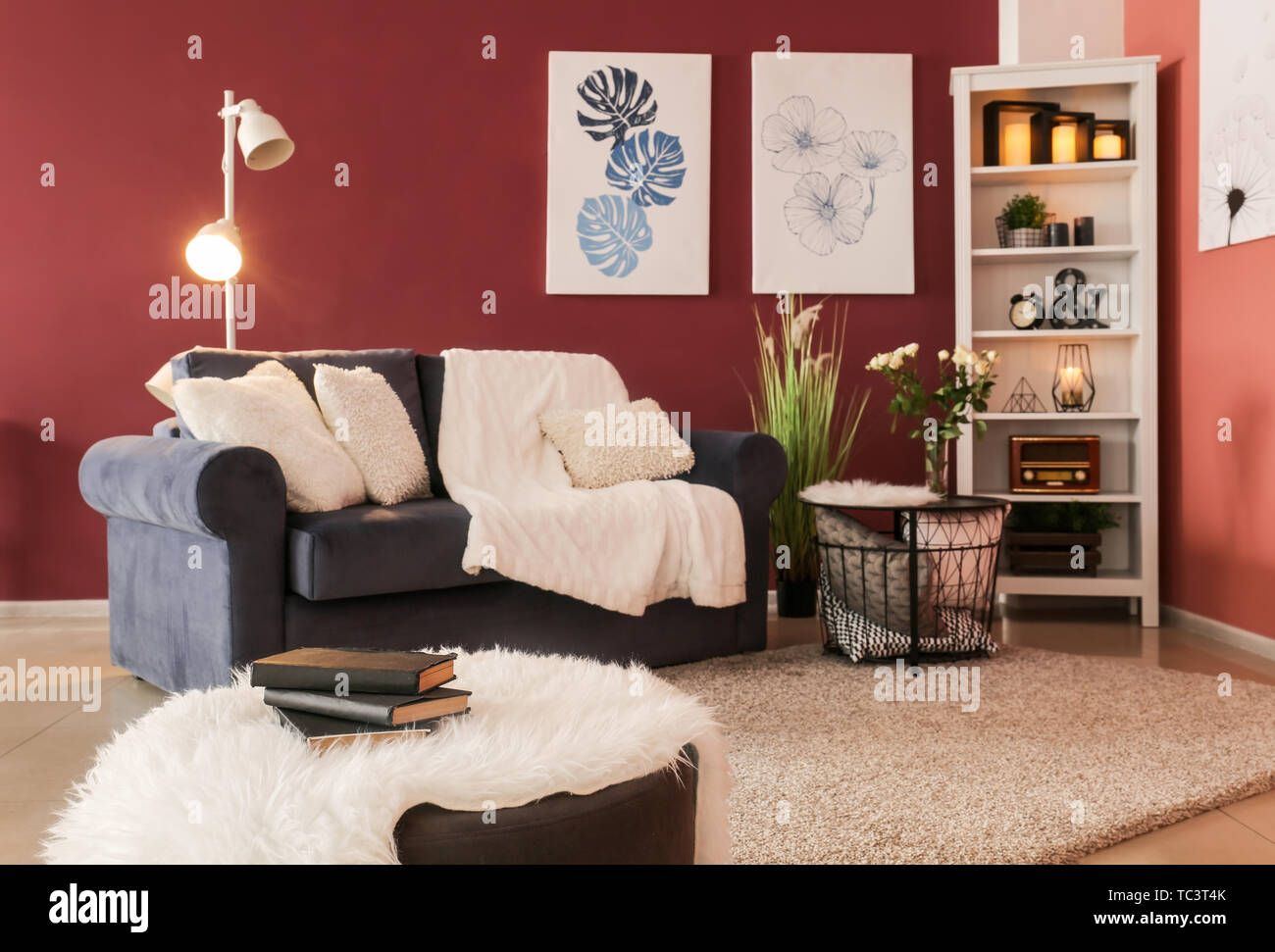 Stylish interior of living room Stock Photo - Alamy