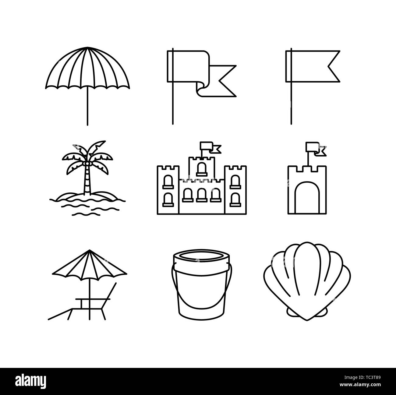 Summer and vacation icon set design vector illustration Stock Vector ...