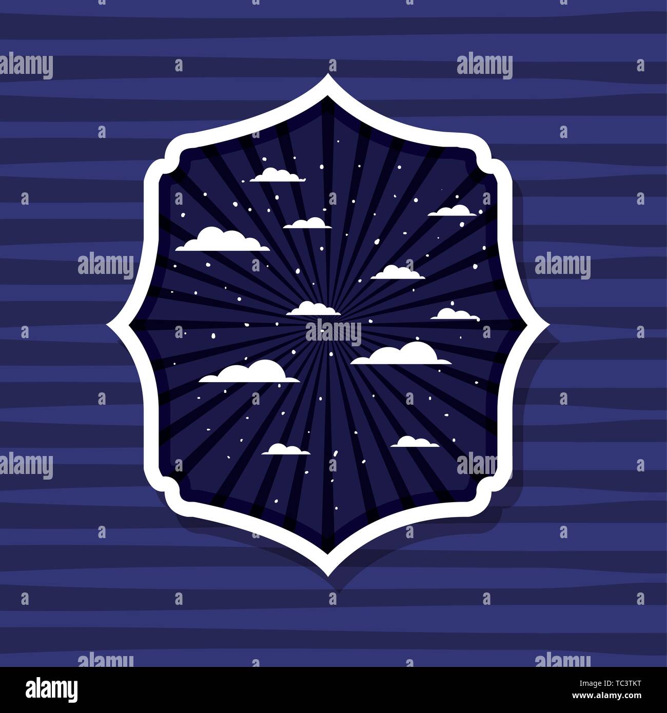 Striped and clouds design inside label vector illustration Stock Vector ...
