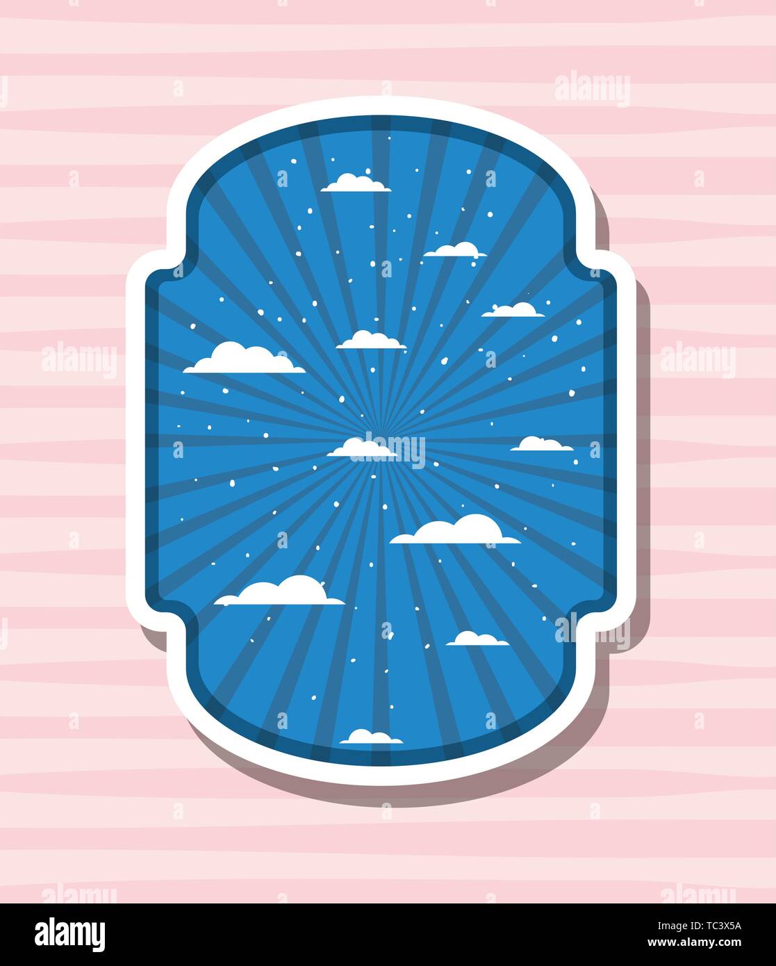 Striped and clouds design inside label vector illustration Stock Vector ...