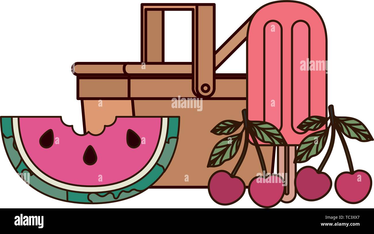 picnic basket with portion of watermelon Stock Vector Image & Art Alamy
