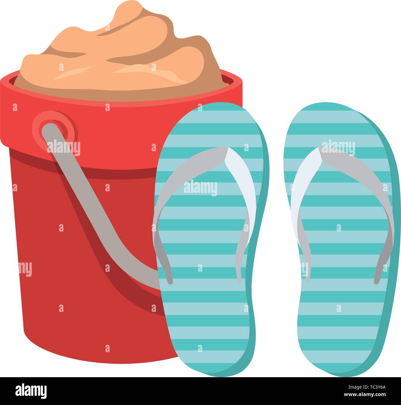 sand bucket with slipper on white background Stock Vector Image & Art