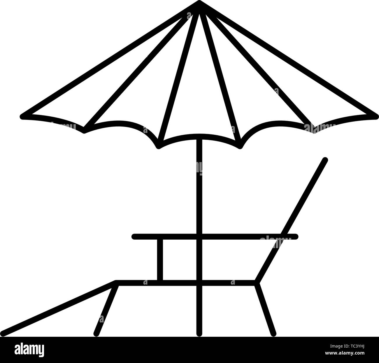umbrella striped with beach chair in white background Stock Vector ...